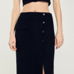 Jupe midi en tweed