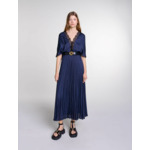 Robe longue plissée avec dentelle