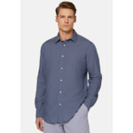 Chemise Indigo En Tencel Lin Coupe Droite