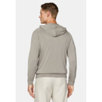 Pull Full Zip Taupe À Capuche En Laine Mérinos