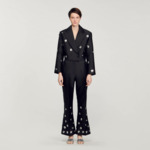Pantalon satiné orné de sequins
