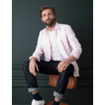 Chemise Contemporaine en popeline rayée rose