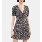 Robe Courte Imprimée Avec Boutonnage Femme