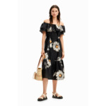 Robe midi volants marguerites