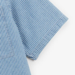 Chemise manches courtes San en denim rayé bleu indigo