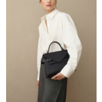 Sac à main double rabat moyen modèle Emilie en cuir grainé
