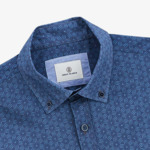 Chemise manches longues imprimé géométrique bleu azur