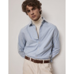 Chemise auguste col français en oxford gratté uni bleu clair
