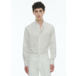 Chemise à col grand-père en coton gratté