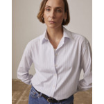 Chemise ambre en popeline rayée bleu