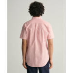 Chemise regular fit en coton et lin à rayures et manches courtes