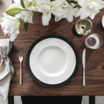 Manufacture - Assiette plate, ronde, blanche, en porcelaine haut de gamme, 27 x 27 x 2 cm