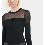 Pull En Maille Ajourée Noir Femme