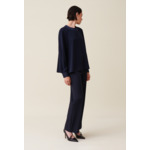 Blouse fluide ceinturée marine