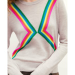 Pull Col Rond Bandes Multicolores