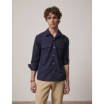 Chemise ivano col cubain avec poches à rabat en popeline unie marine
