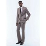 Costume ajusté en laine à chevrons