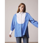 Chemise oversize Lune rayée bleue à plastron