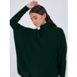Pull poncho col roulé cachemire Margareth VERT EMPIRE