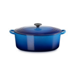 Cocotte ovale 31cm en fonte émaillée bleu azur