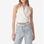 Top Drapé En Crêpe De Satin Colombe