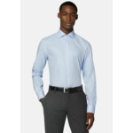 Chemise Bleu Clair En Coton Dobby Slim Fit