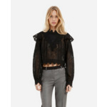 Top A Manches Longues Col Montant En Dentelle