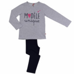 Pyjama fille PREMIUM gris chiné/marine