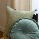 Desforges - Housse de coussin en coton synthétique lin vert, Lubie