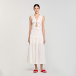 Robe longue froissée à nœud