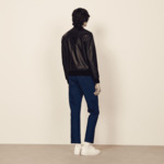 Blouson teddy en cuir lisse