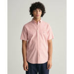 Chemise regular fit en coton et lin à rayures et manches courtes