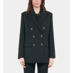 Veste Tailleur En Laine Mélangée Noire Femme