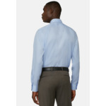 Chemise Bleu Clair En Coton Motif Prince-De-Galles Regular Fit