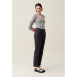 Top maille ajusté col rond gris