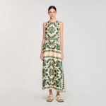 Robe longue à imprimé feuilles