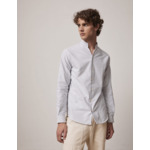 Chemise carl col droit ouvert en oxford gratté rayé marine