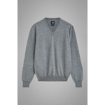 Pull Gris Col En V En Laine Mérinos