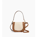 Sac bandoulière moyen modèle Ella en toile coton et cuir lisse