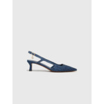 Escarpins slingback en denim strassé