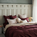 Desforges - Drap plat en percale de coton rouge, Alcove