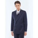 Costume croisé en twill de laine rayé