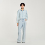 Chemise en jean à col perlé