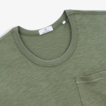 T-shirt slub Tony vert avocat poche poitrine