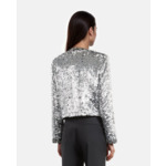 Veste À Sequins Et Perles Argentée Femme