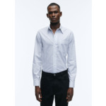 Chemise blanche en popeline de coton à carreaux