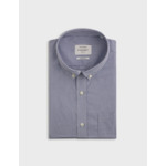 Chemise col américain avec poche poitrine en popeline à carreaux bleu