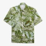 Chemise manches courtes regular imprimé feuilles vert militaire