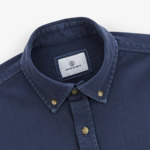 Chemise épaisse en coton unie bleu indigo