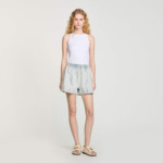 Short en jean strassé et perlé